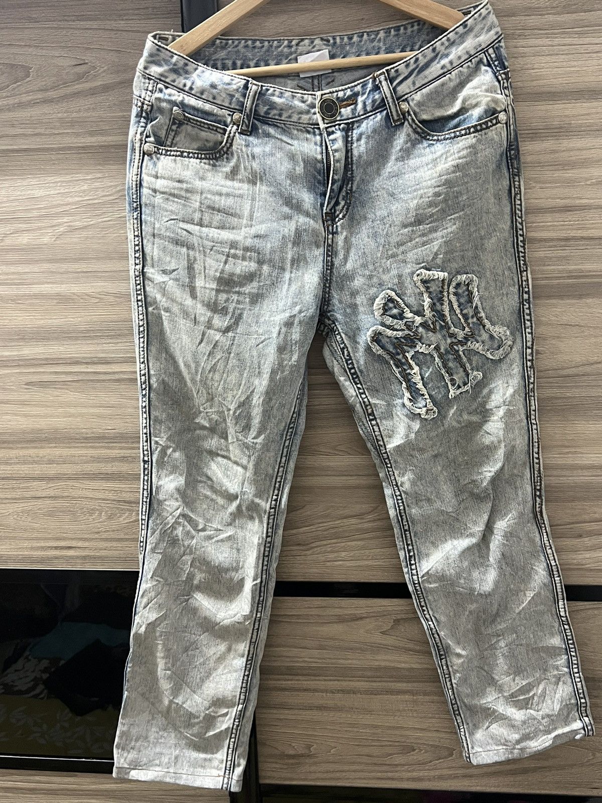 image of Avant Garde x Mlb Classic Jeans Mlb New York Yankee Pants Lb 03 in Denim Blue, Men's (Size 32)