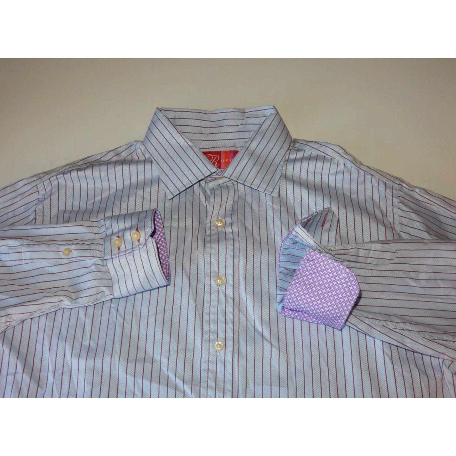 Vintage VINTAGE Rufus Men's Shirt Long Sleeve Button Front Size 2XL Cotton Striped Blue Purple USA Size US XXL / EU 58 / 5 - 2 Thumbnail