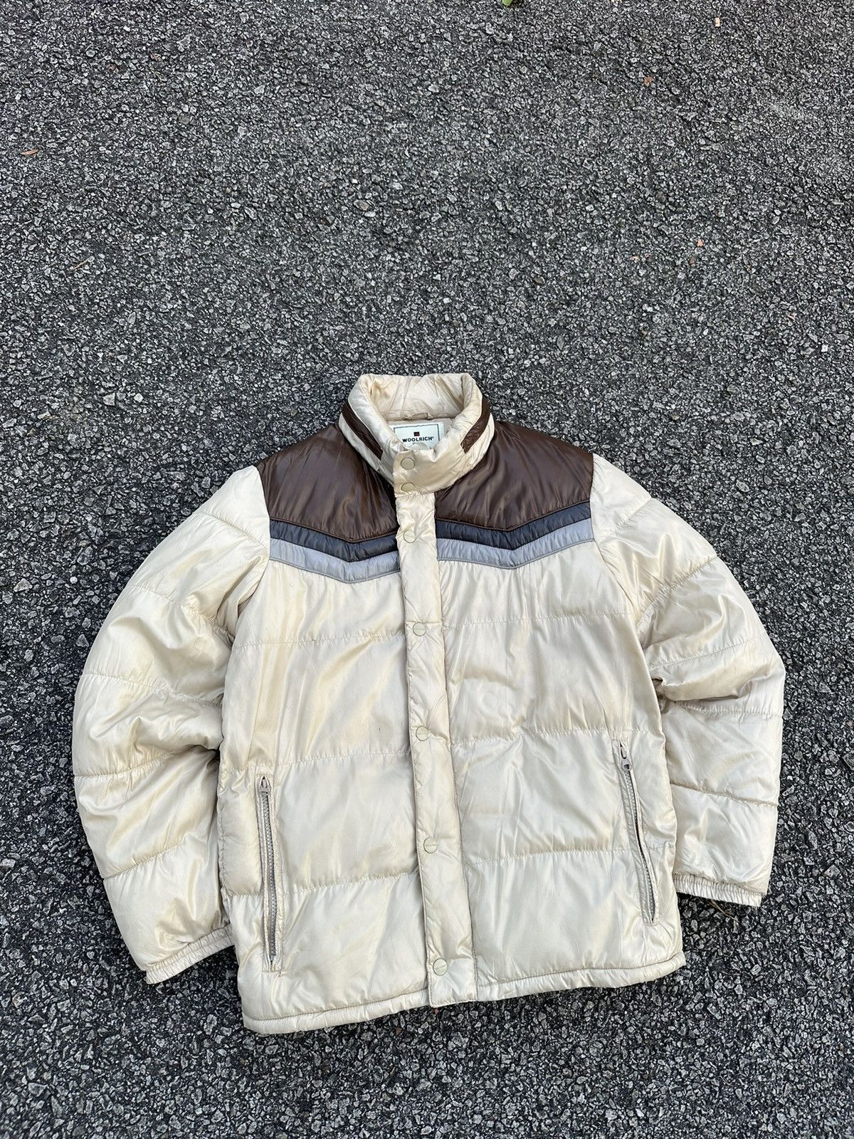Woolrich Cream Bubble Puffer Jacket
