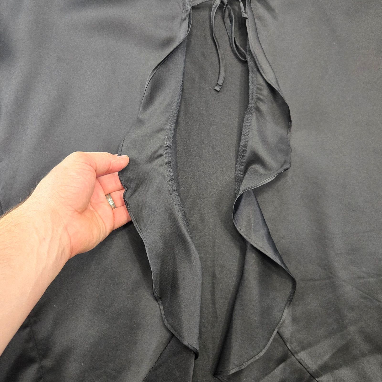 Victoria's Secret Victoria’s Secret Black Satin Open Front Ruffle Bed Top OS Size ONE SIZE - 5 Thumbnail