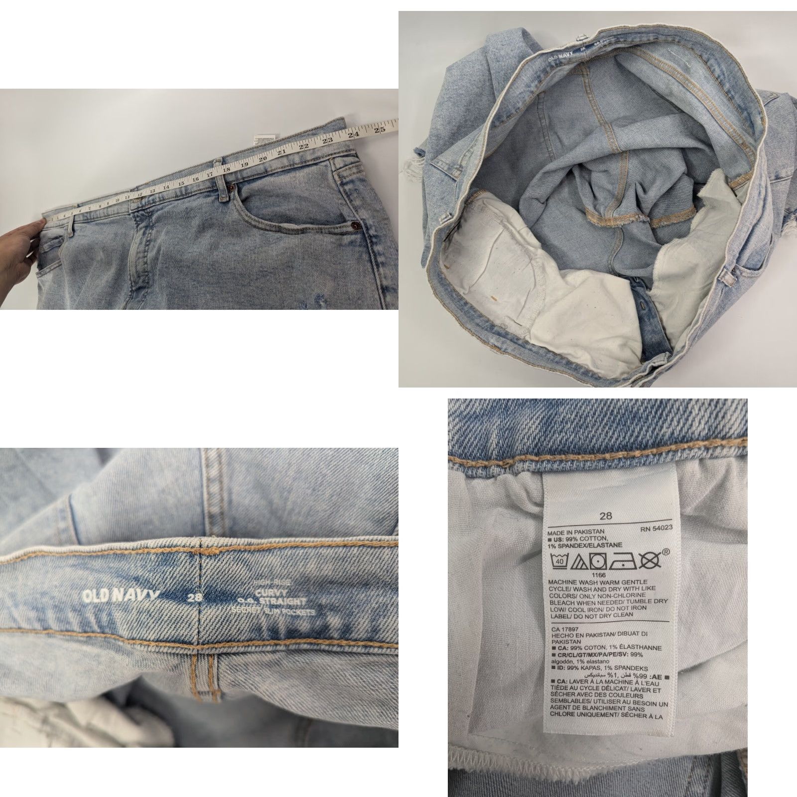 Old Navy Old Navy Jeans - High-Rise O.G. Curvy Straight Secret-Slim Pockets Cut-Off Size 28 Blue Denim Cotton Blend Womens Plus Stretch 90s? Not present Size 28" / US 6 / IT 42 - 8 Thumbnail