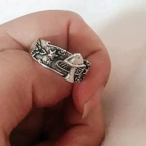 Handmade × Jewelry Mushroom Ring DMT Silver Shrooms Punk Art Trippy Psychedelic Size ONE SIZE - 2 Thumbnail