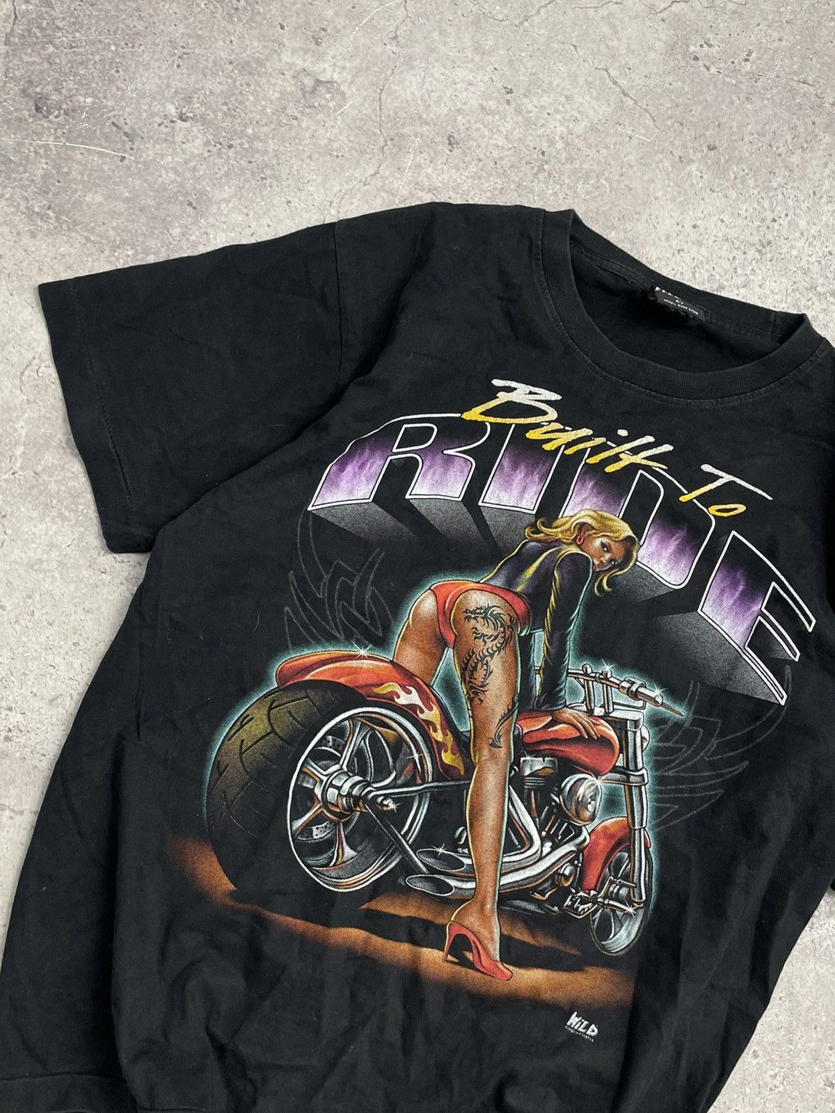 Band Tees × Harley Davidson Vintage Men's Large Built To Ride Wild Tee "Sexy Girl" Size US L / EU 52-54 / 3 - 2 Thumbnail