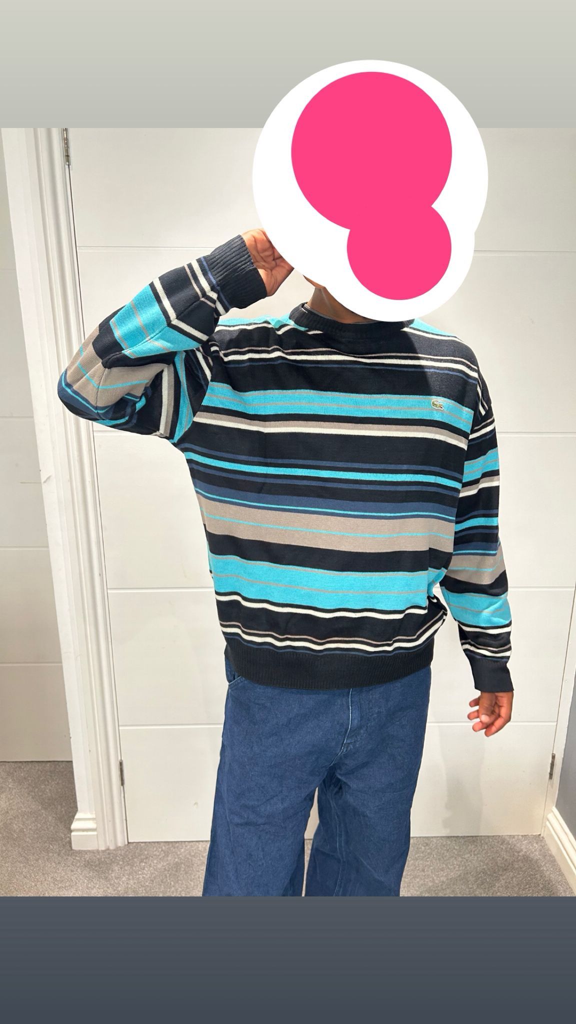 Lacoste Vintage Lacoste Striped Knit – Medium – Blue Turquoise Size US M / EU 48-50 / 2 - 2 Thumbnail