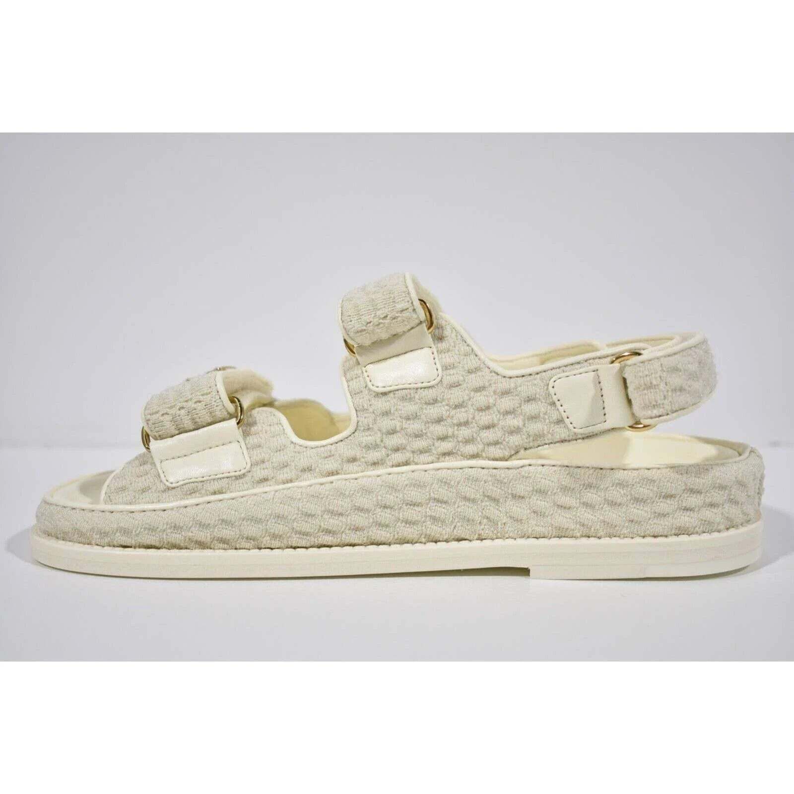 Chanel Chanel 22S Ivory White Knit CC Logo Mule Slide Strap Size US 6.5 / IT 36.5 - 8 Thumbnail