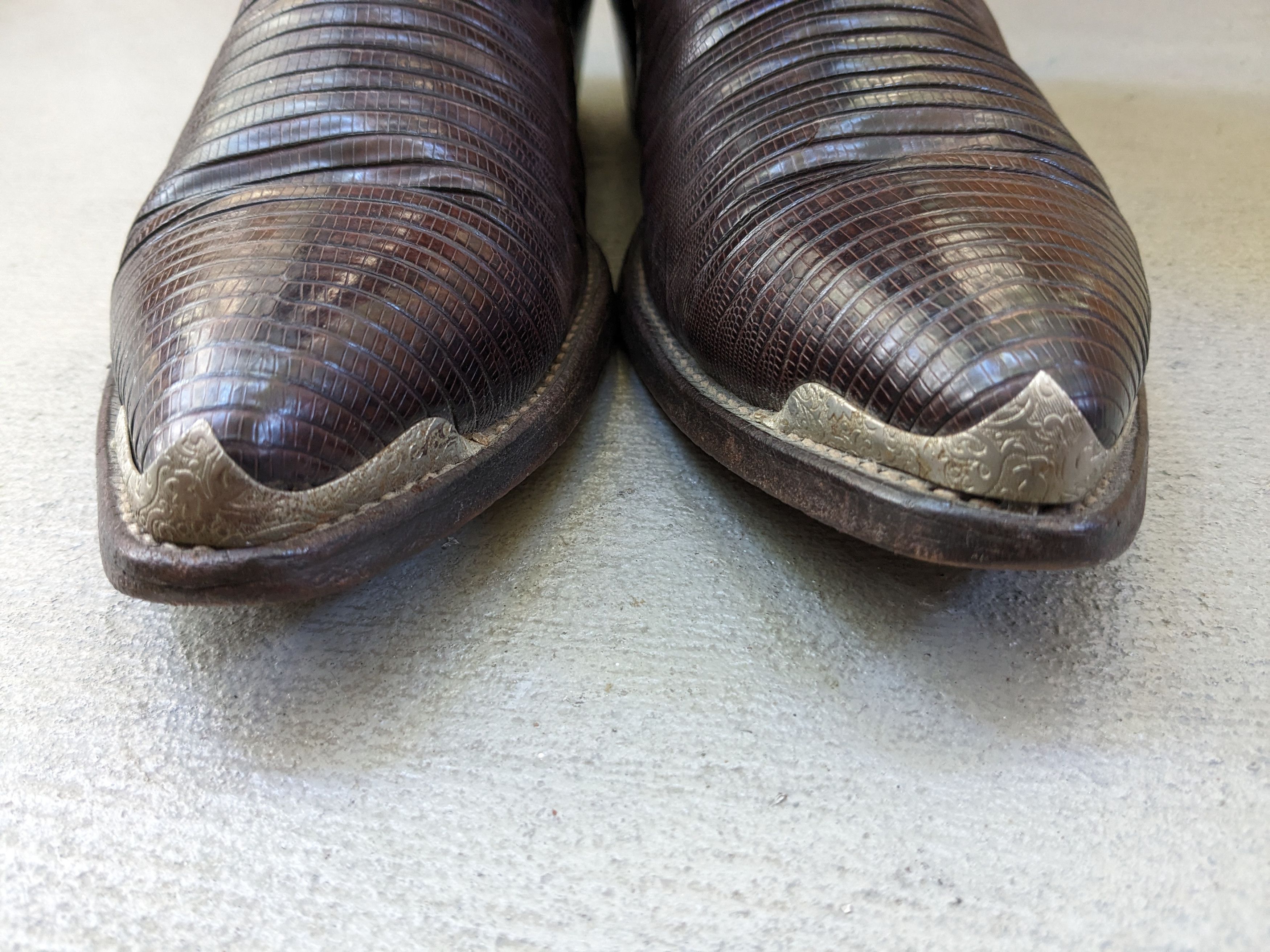Vintage Justin Lizard Cowboy Boots Brown 9 D Leather USA Size US 9 / EU 42 - 2 Thumbnail
