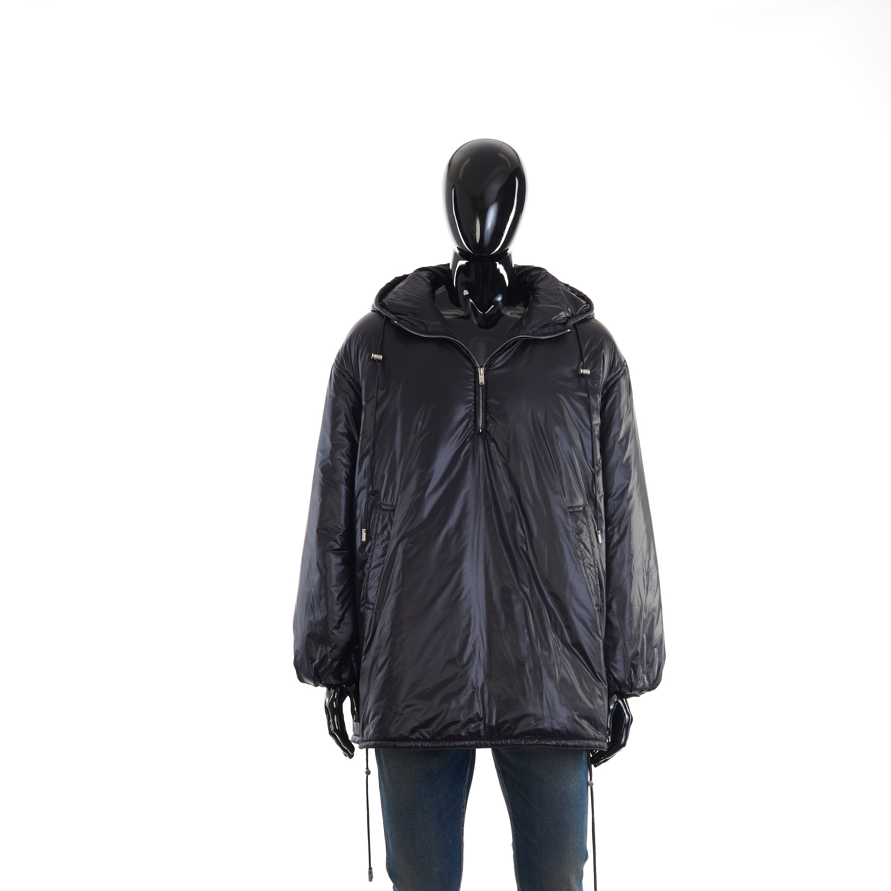 image of Saint Laurent Paris Black Cassandre Anorak In Nylon Size 50, Men's