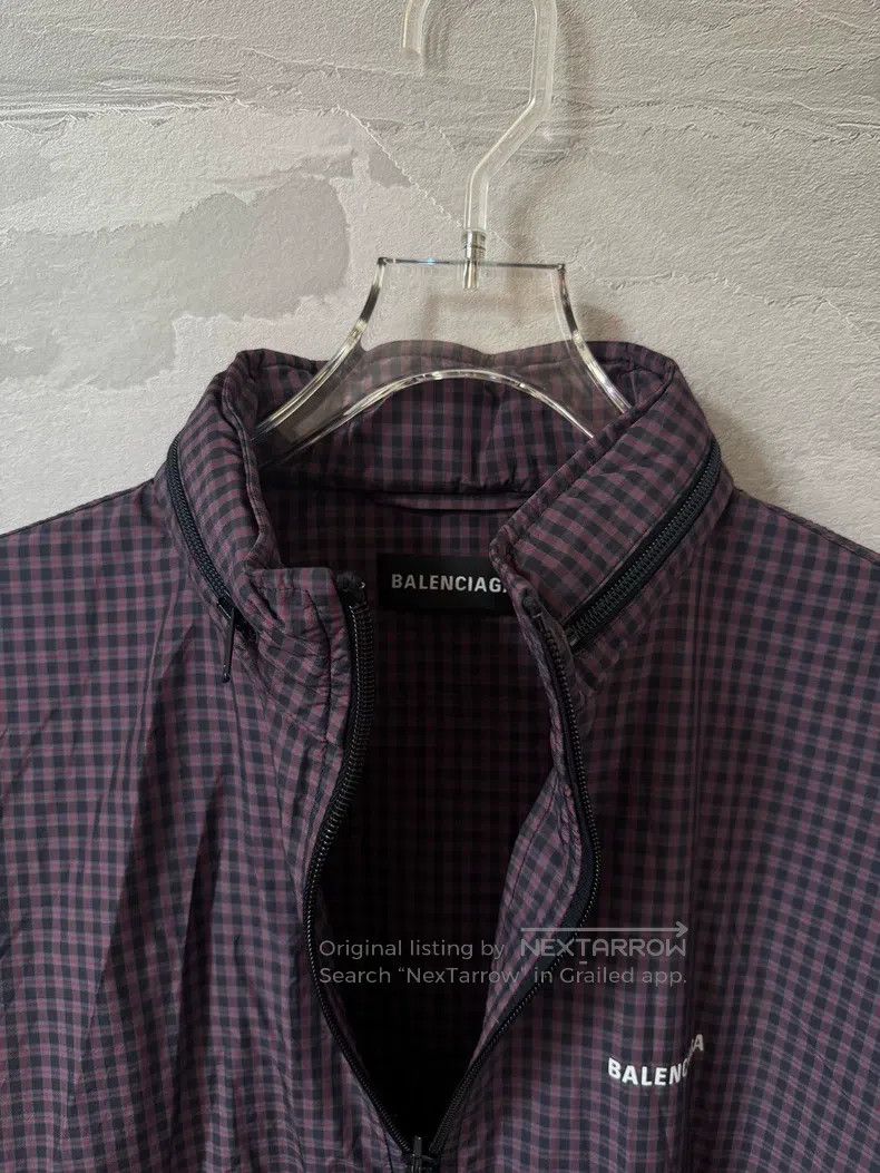 Balenciaga Balenciaga Nylon Plaid Printed Small Logo Long Windbreaker Size US S / EU 44-46 / 1 - 4 Thumbnail