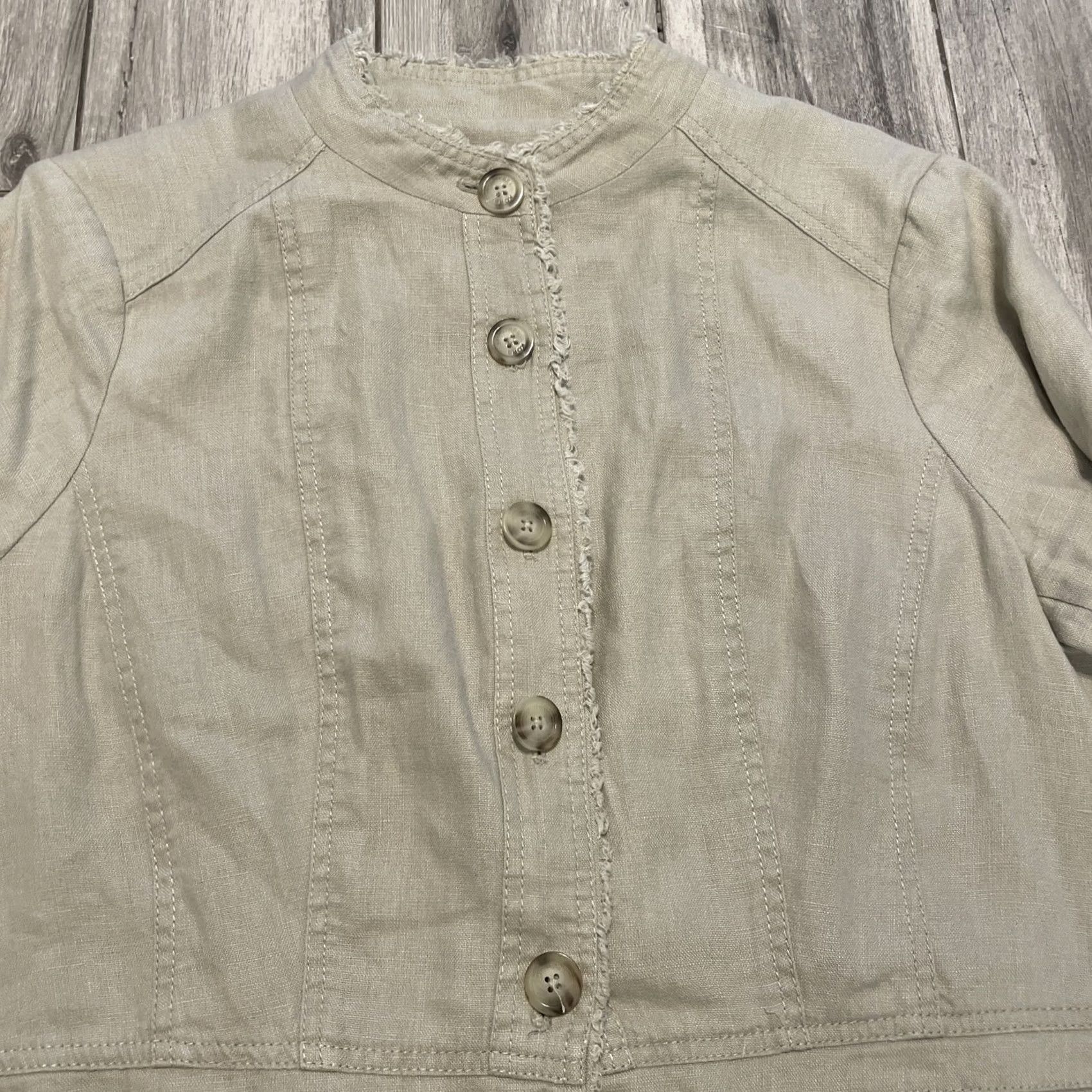 Vintage MICHAEL Michael Kors Women's Linen Button Front Blazer Jacket 16W Tan Linen Basic Jacket 16W Womens Size XXL / US 16-18 / IT 52-54 - 3 Thumbnail