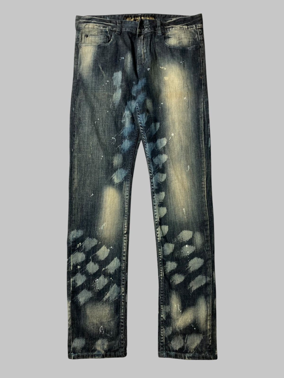 Designer × Hysteric Glamour × Japanese Brand NO FIRE SEVEN Abstrack Washed Unique Jeans Made In USA Size US 32 / EU 48 - 1 Thumbnail