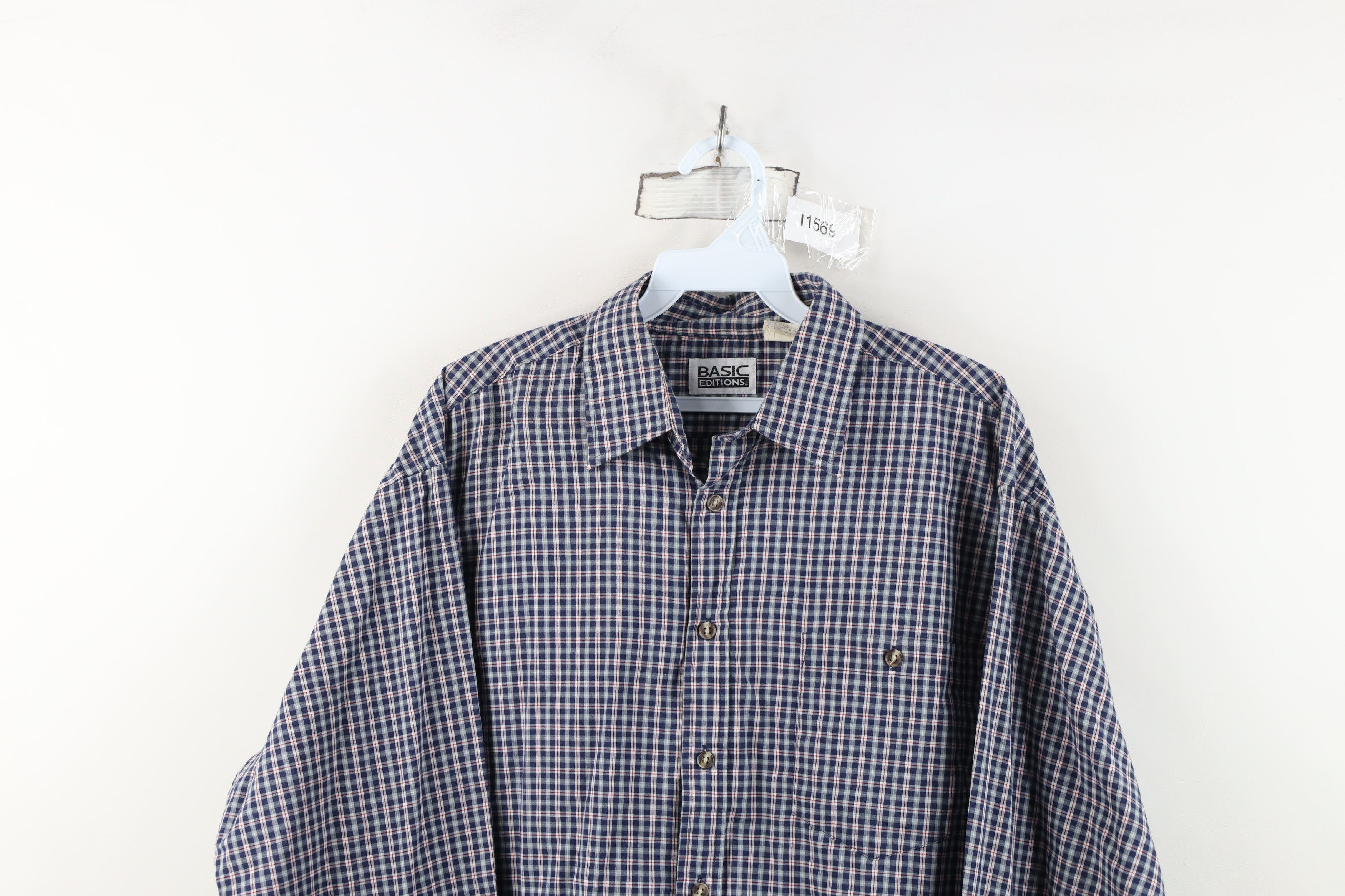 Vintage Vintage 90s Streetwear Collared Button Shirt Blue Plaid Size US M / EU 48-50 / 2 - 2 Thumbnail