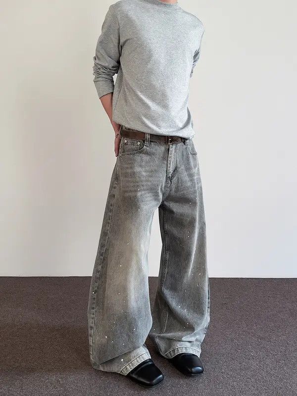 VIBE Wide Leg Baggy Jeans with Paint Splatter Detail Size US 30 / EU 46 - 6 Thumbnail