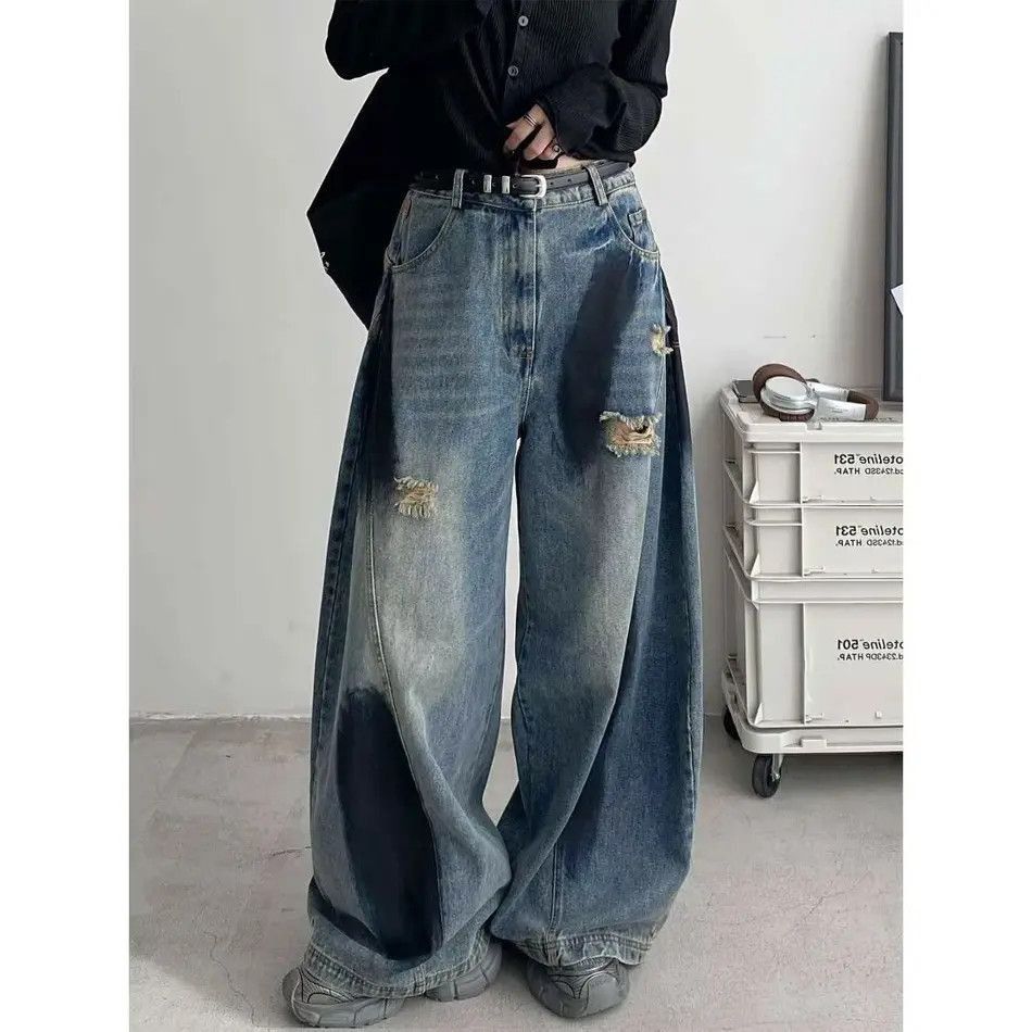 Japanese Brand Retro splashed ink wide leg loose jeans Size US 32 / EU 48 - 6 Thumbnail