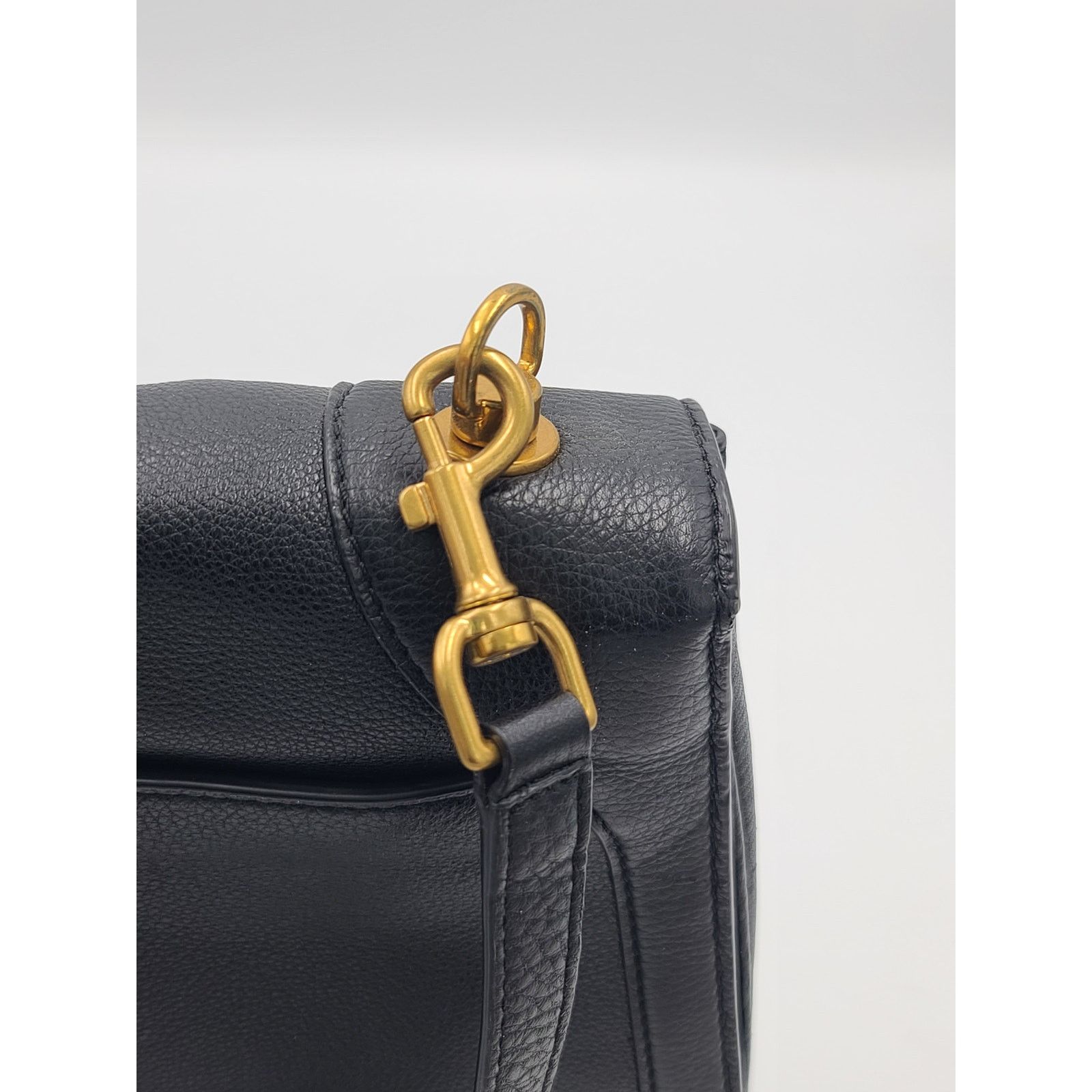 Tory Burch Stud Black Leather Full Flap Shoulder Bag