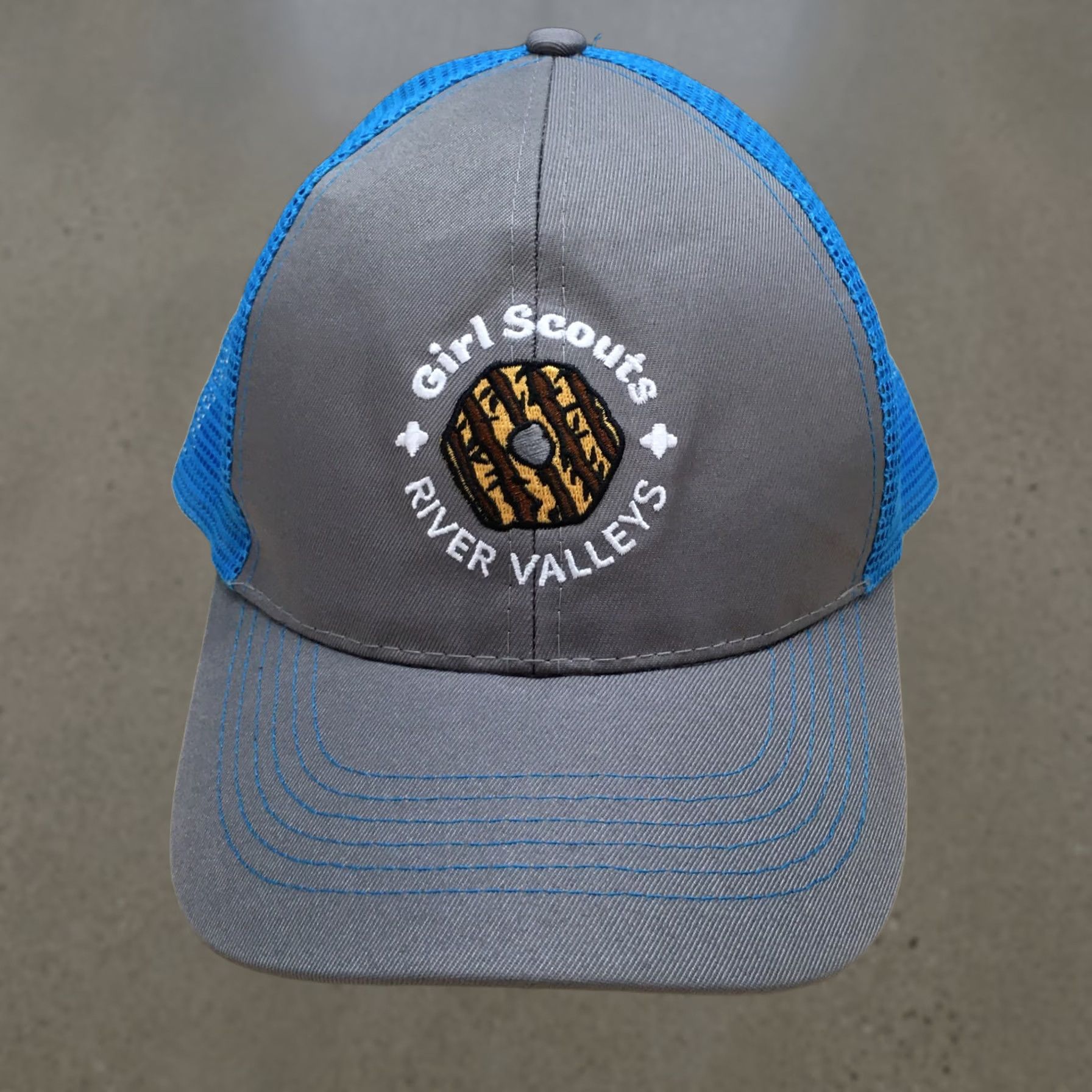 Vintage Girl Scouts River Valleys Trucker Hat Unisex Gray OSFA Curved Brim Embroidered Size ONE SIZE - 1 Thumbnail