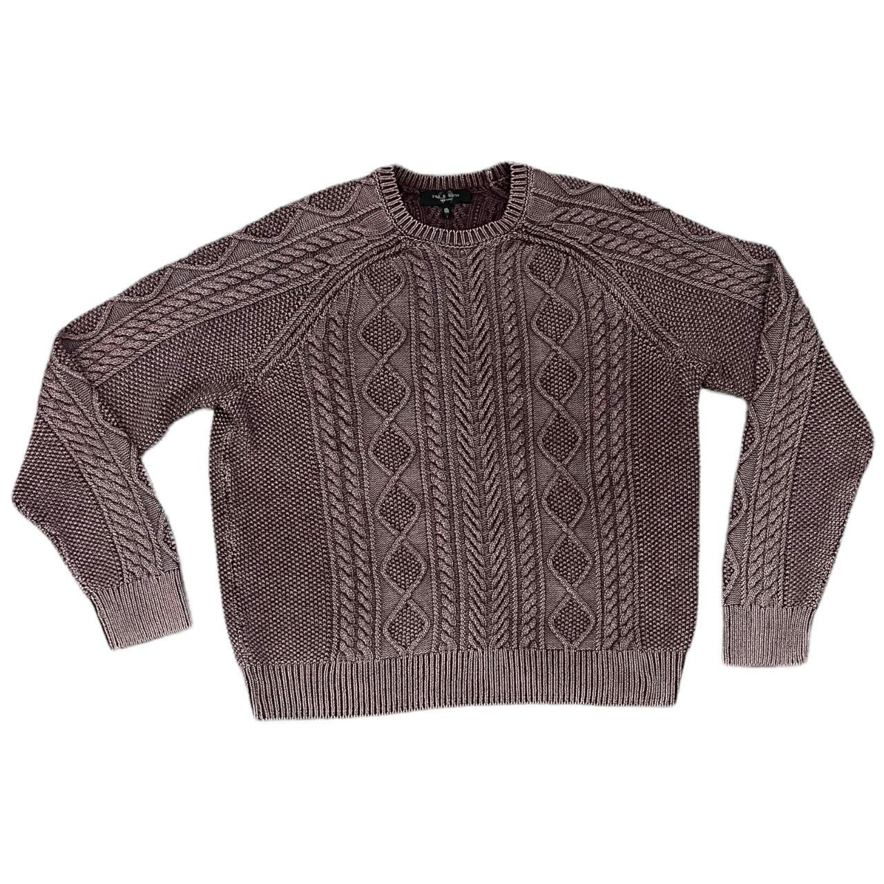Rag And Bone Dexter Aran Cable Knit Crewneck Sweater