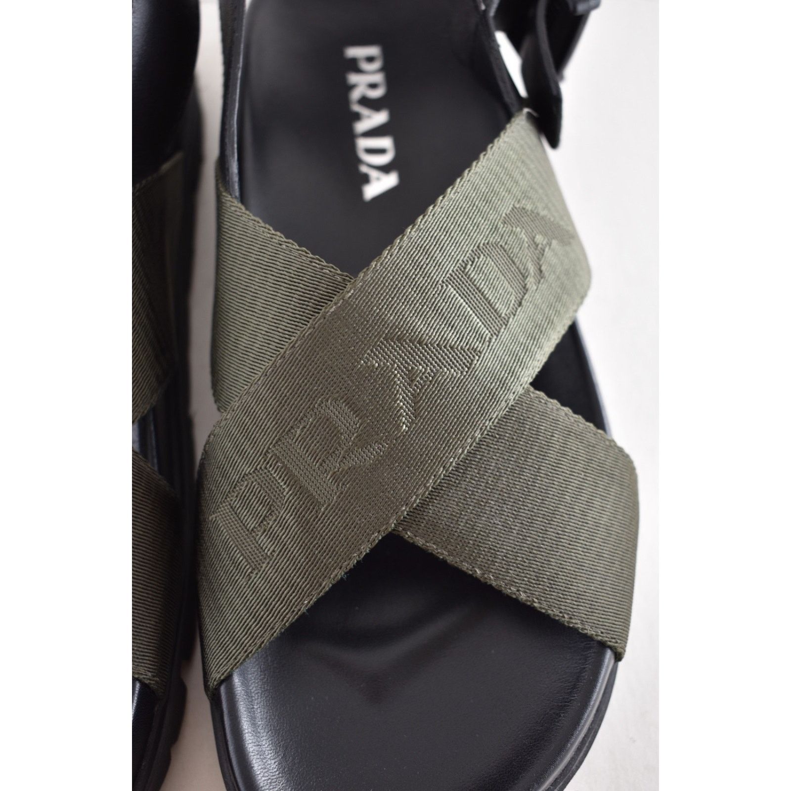 Prada Prada Montana Nastro Criss Cross Strap Buckle Green Black Size US 5.5 / IT 35.5 - 8 Thumbnail