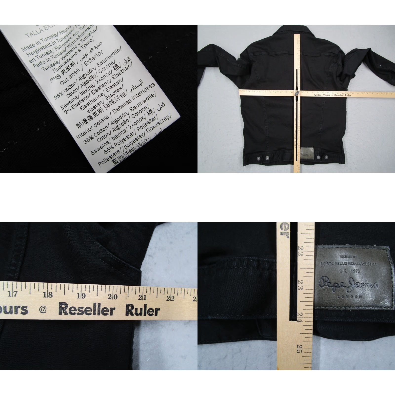 Pepe Jeans Pepe Jeans Jacket Women XL Black Denim Button Up Rooster Trucker Slim Womens Size 40" / US 18 - 8 Thumbnail