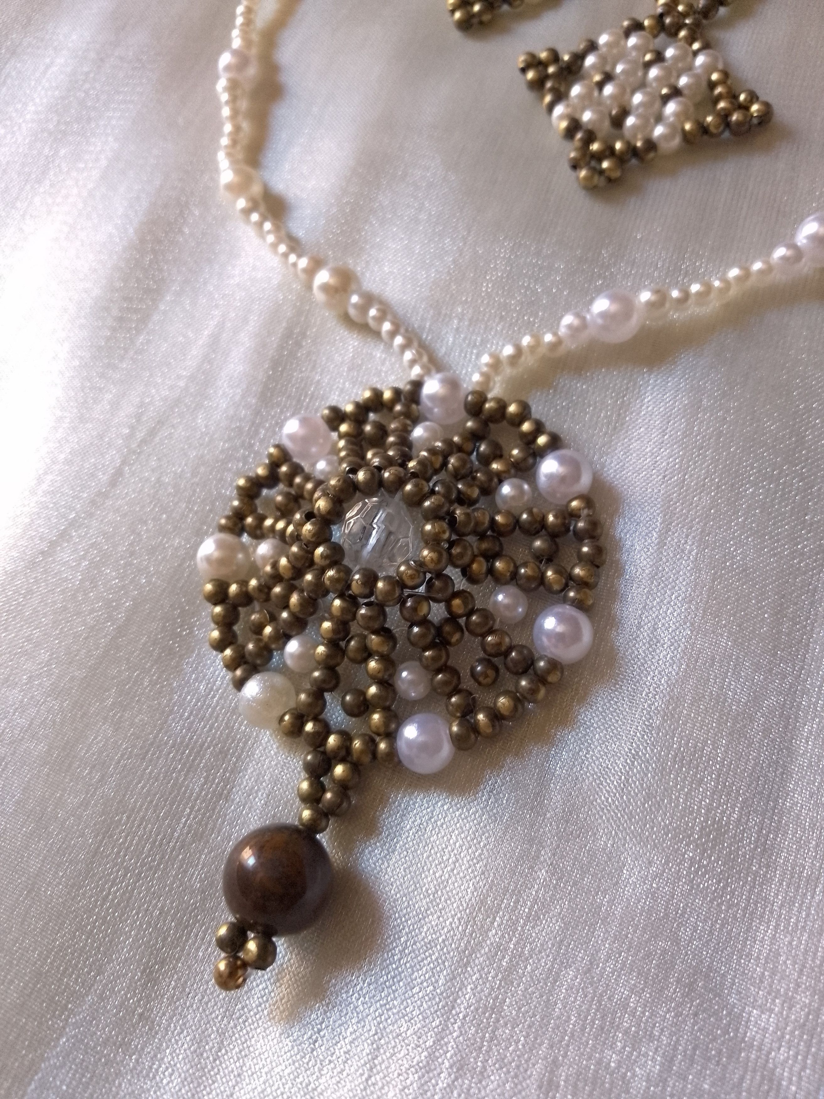 Handmade Necklace Vintage Pendant Earrings Antique Materials Recycled Size ONE SIZE - 8 Thumbnail