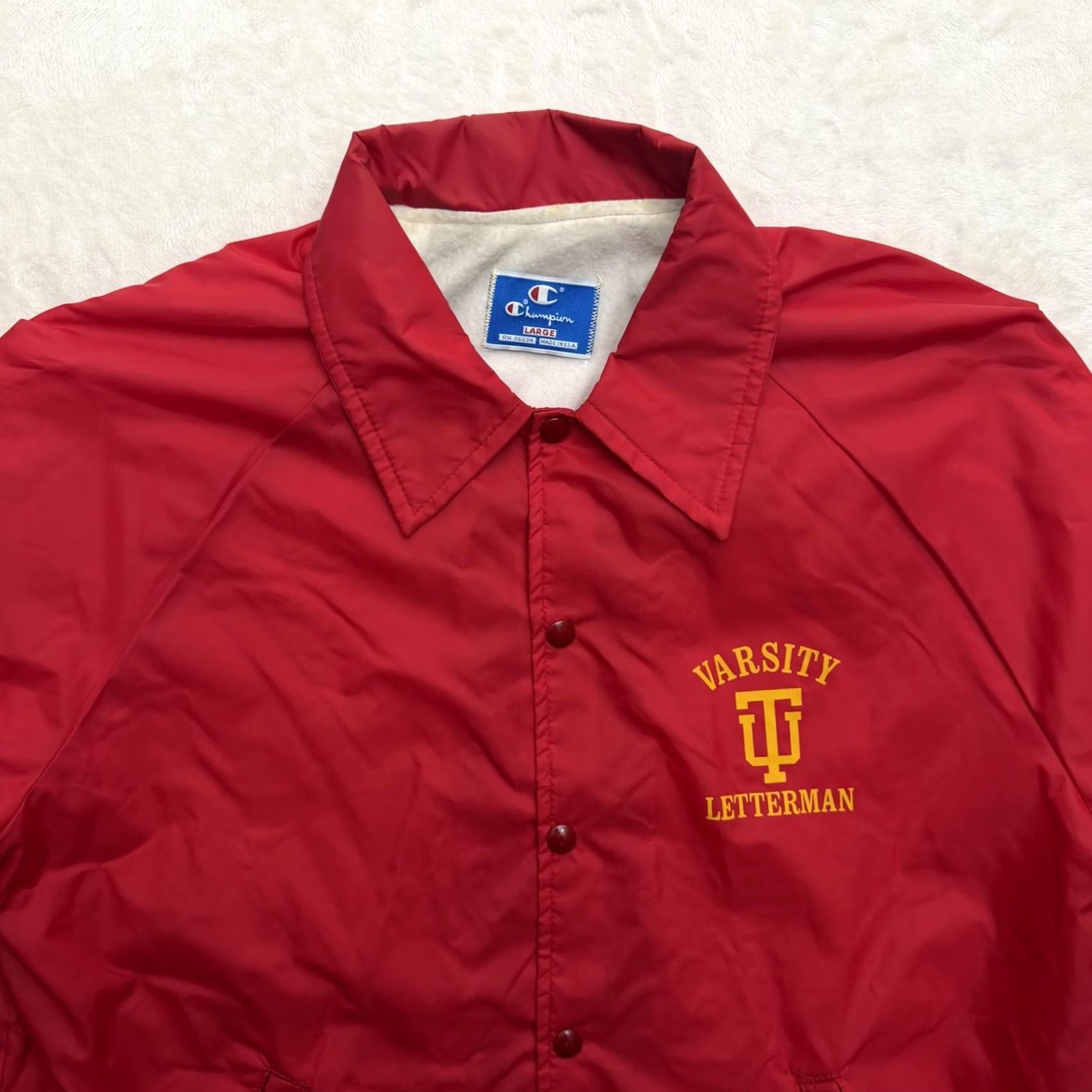 Champion VINTAGE Champion IU Varsity Letterman Jacket Mens Large Red Windbreaker USA Size US L / EU 52-54 / 3 - 2 Thumbnail