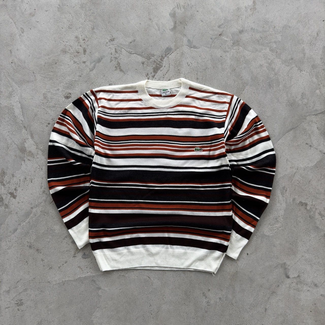 Lacoste Vintage Lacoste Crewneck Striped Sweater Size US XL / EU 56 / 4 - 1 Thumbnail