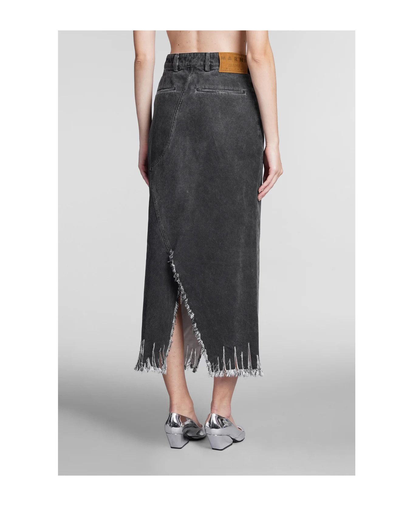 Marni o1y1125 Denim Midi Skirt in Black Size 27" / US 4 / IT 40 - 3 Thumbnail