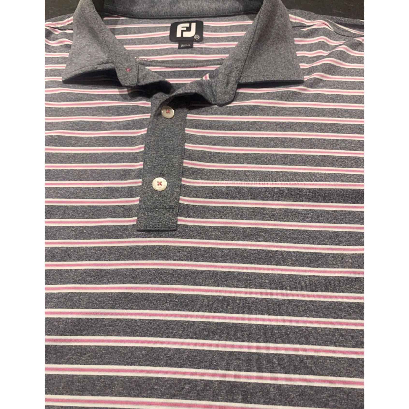 Footjoy FootJoy Mens Golf Polo Shirt Gray Striped 2XL Moisture Wicking Mens Size US XXL / EU 58 / 5 - 1 Thumbnail