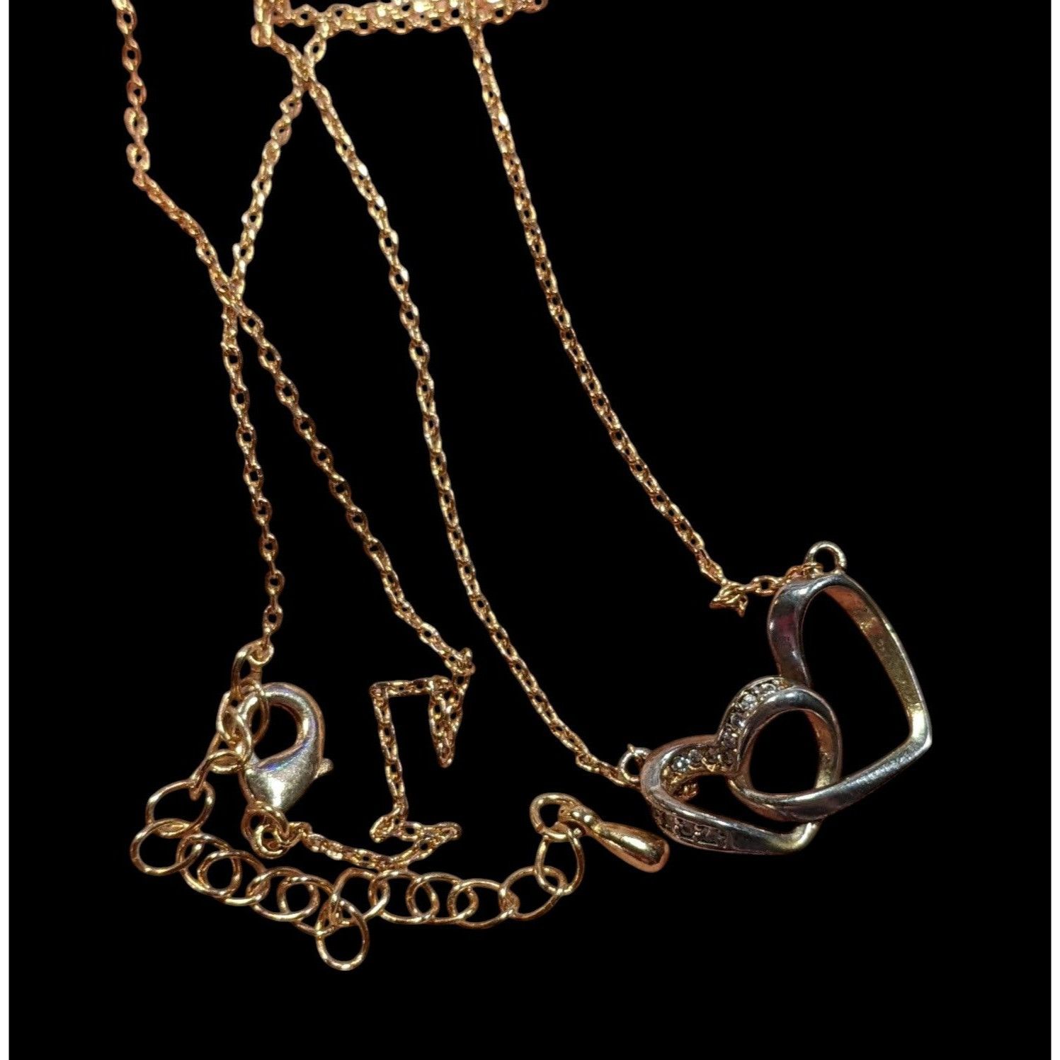 Other Minimalist Romantic Double Open Heart Diamond Accent Pendant Size ONE SIZE - 5 Thumbnail