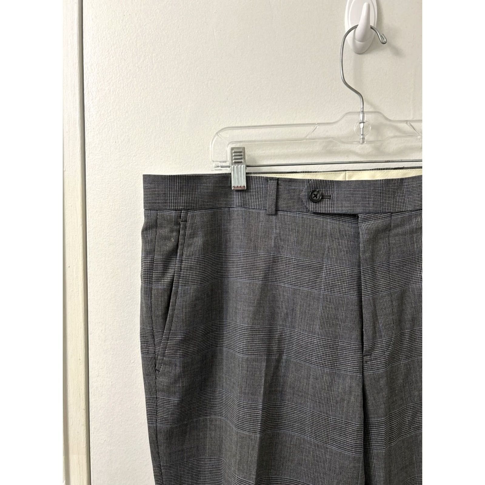 Brooks Brothers Brooks Brothers Pants Mens 36x26 Gray Explorer Collection Houndstooth Plaid Dress Pants Tweed Front Flat Front Button Zip Size US 36 / EU 52 - 4 Thumbnail