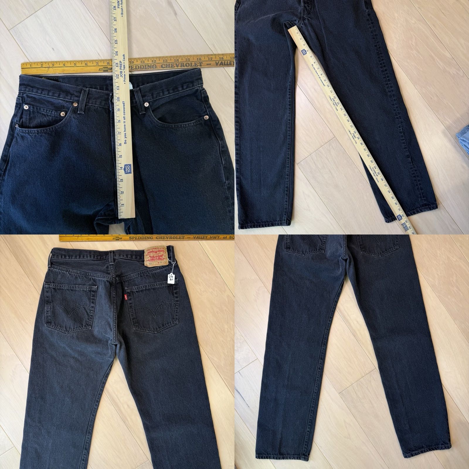 Levi's VINTAGE Levi's 501 Jeans 32 Black 90s Straight Leg Denim Minimalist 32x32 Mens Jeans 90s Vintage Levi's 501 Series Black Denim Straight Size US 30 / EU 46 - 8 Thumbnail