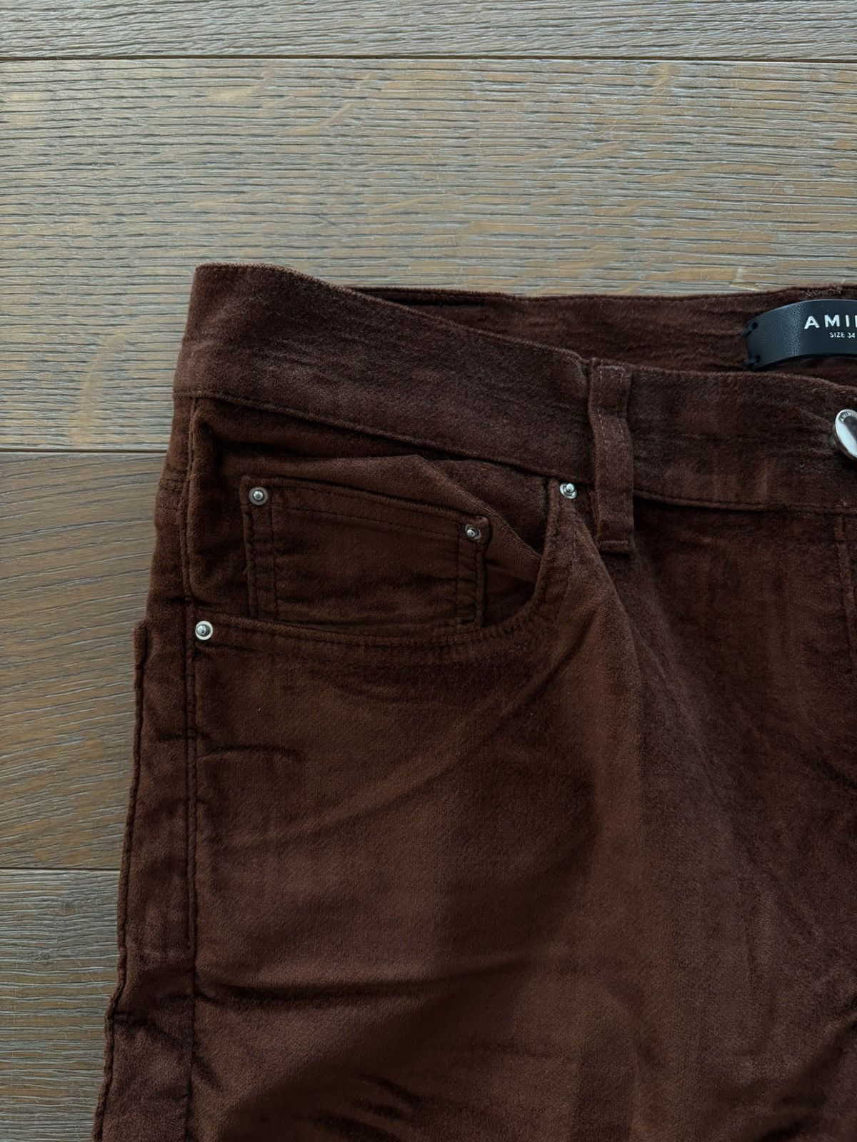 Amiri Amiri Burgundy Velour Stack Pants Size US 32 / EU 48 - 7 Thumbnail