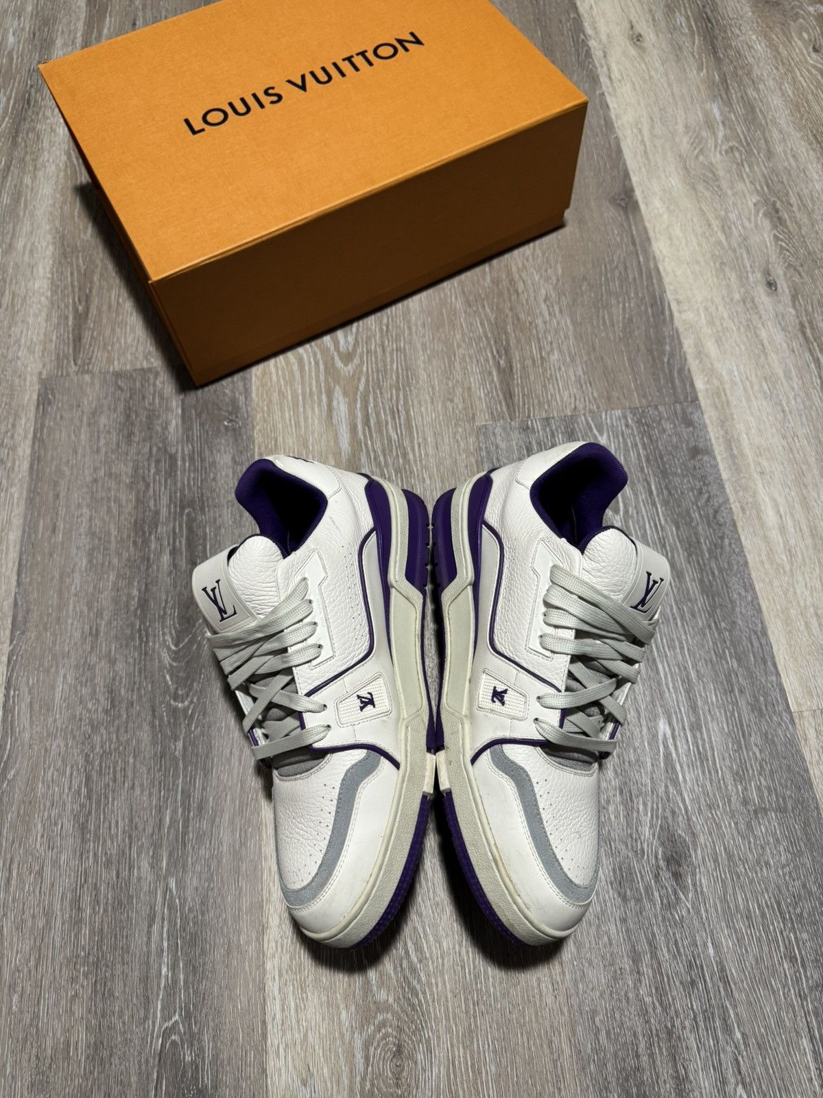 Louis Vuitton White purple #54 signature trainers Size US 8.5 / EU 41-42 - 3 Thumbnail