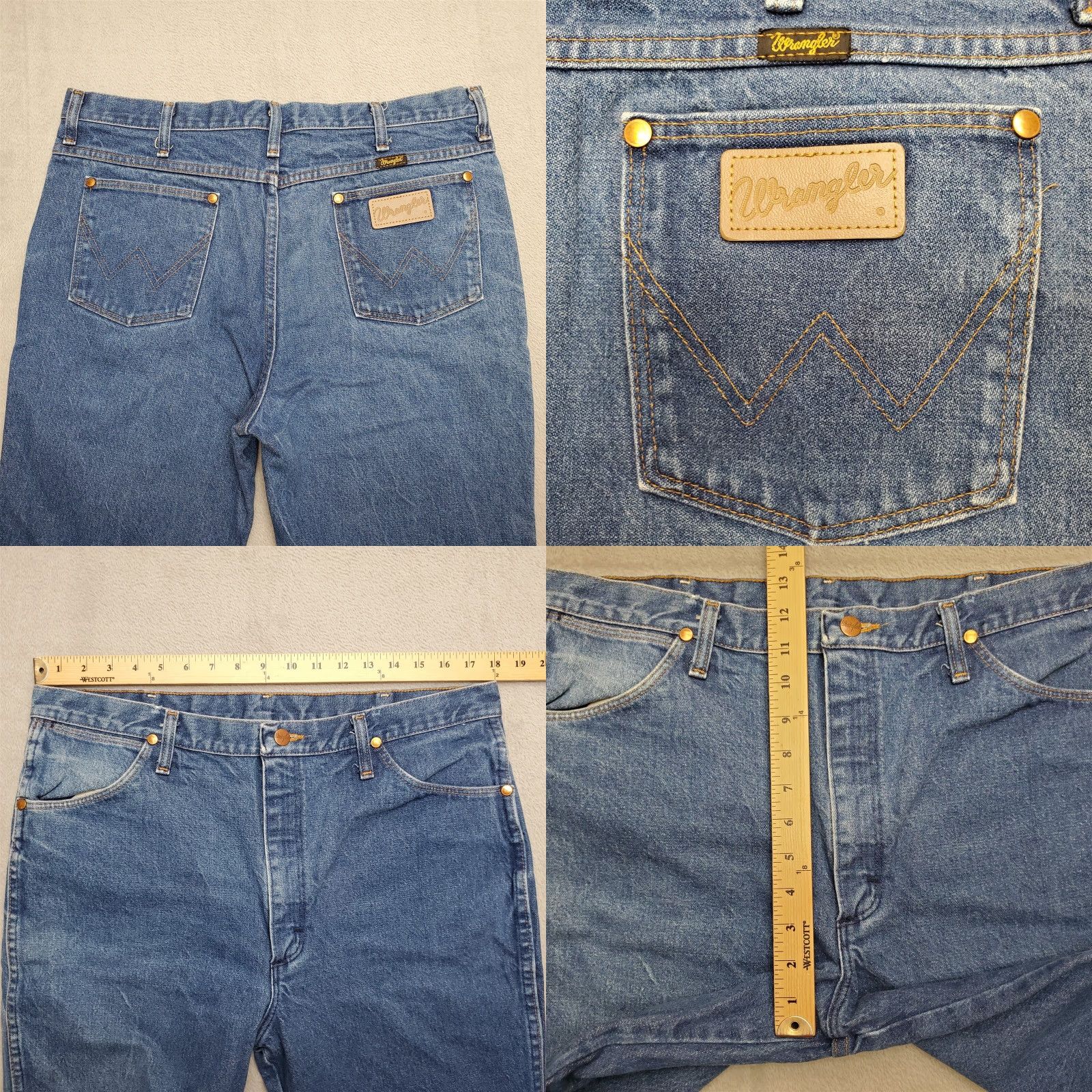 Wrangler Wrangler Jeans Mens 38x30 Blue Denim Rodeo Cowboy Cut 13MWZ USA Pant 100% Cotton Comfort Easy Care Zip 5-Pocket Western USA Mens Size US 38 / EU 54 - 8 Thumbnail