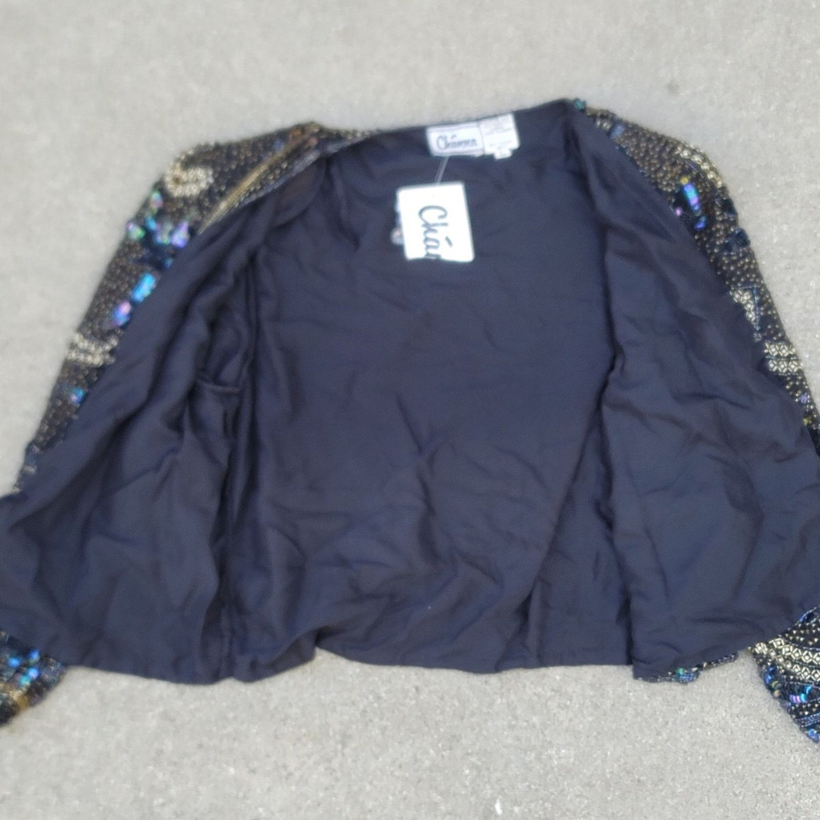 The Unbranded Brand Vtg 80s 90s Channa Silk Sequin Beaded Jacket Size L / US 10 / IT 46 - 6 Thumbnail