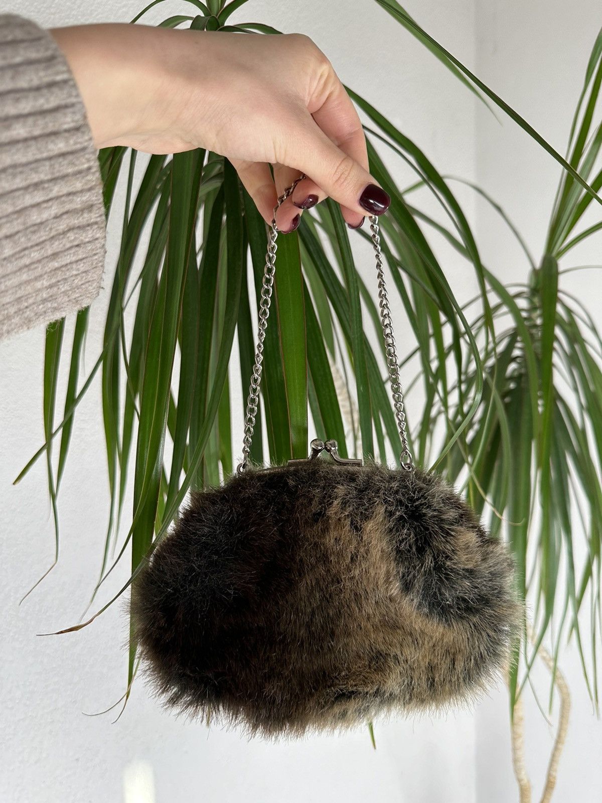 Avant Garde x Vintage Faux Fur Mini Bag in Brown, Women's