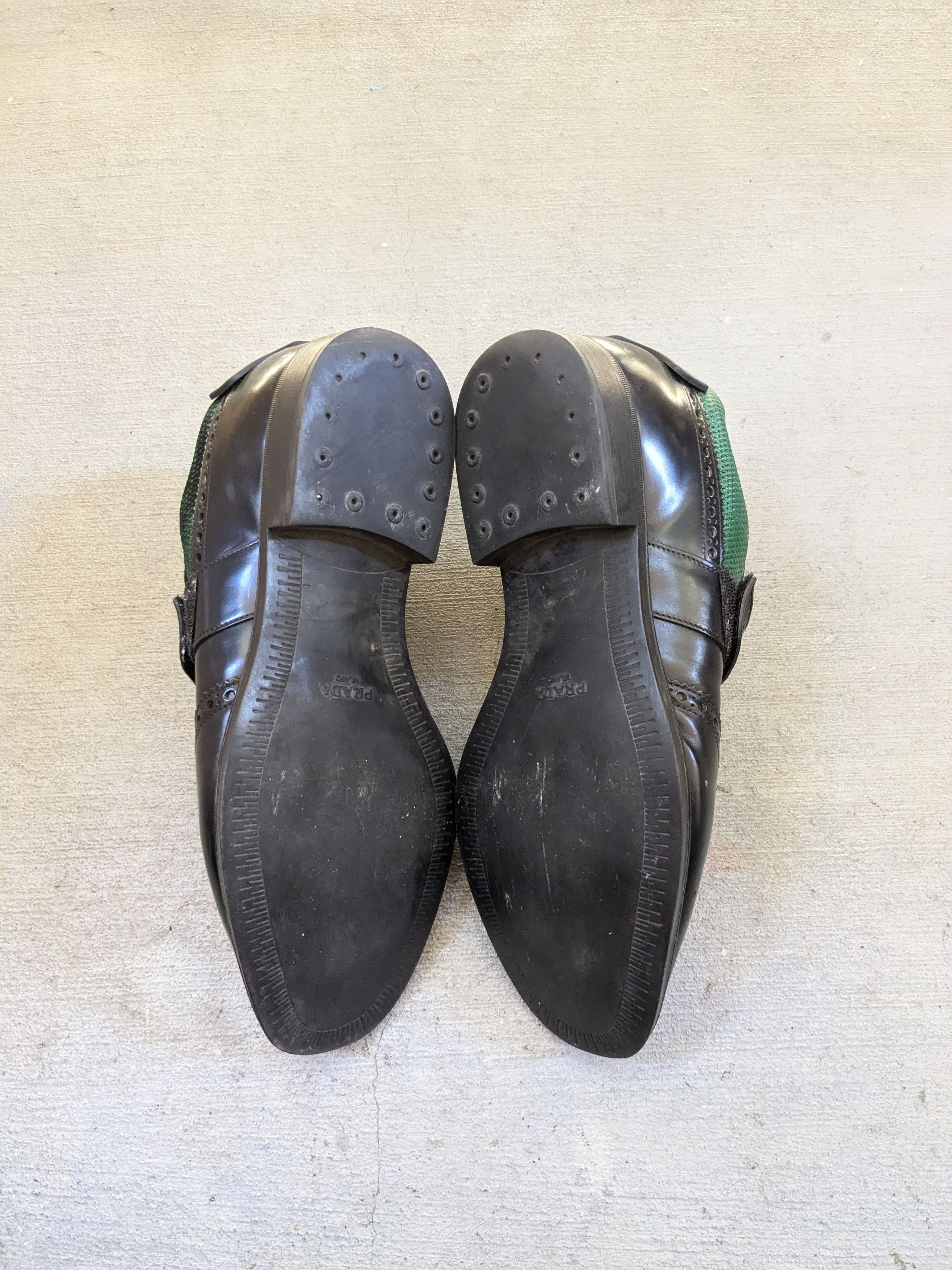 Prada Prada Brogues Wingtips Black Green 10.5 Strap Leather Size US 10.5 / EU 43-44 - 18 Thumbnail