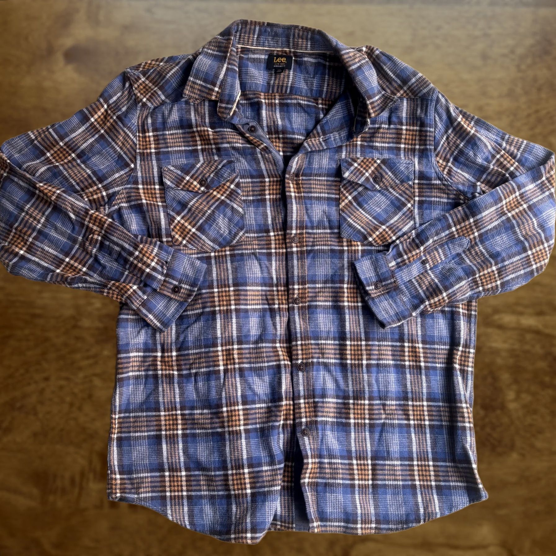 Lee Lee Shirt Mens 2XL Blue Plaid Flannel Long Sleeve Button Up Casual Workwear Size US XXL / EU 58 / 5 - 1 Thumbnail