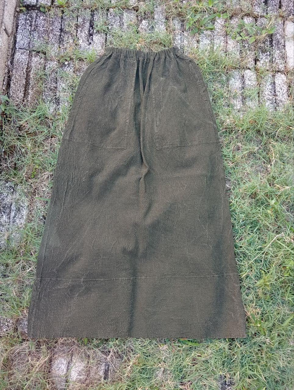 image of vintage Plantation Issey Miyake Maxi Skirts in Army Green, Women's (Size 27)