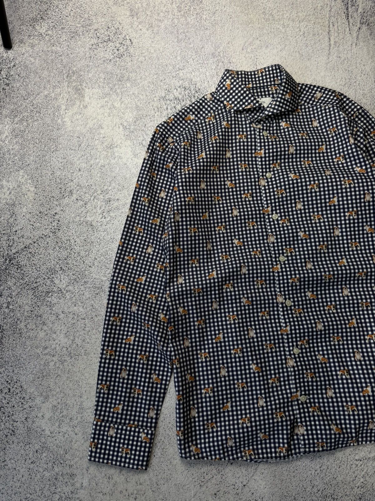 Eton ETON Mens Button Down Monogram Mops Slim Long Sleeve Shirt Size US M / EU 48-50 / 2 - 3 Thumbnail