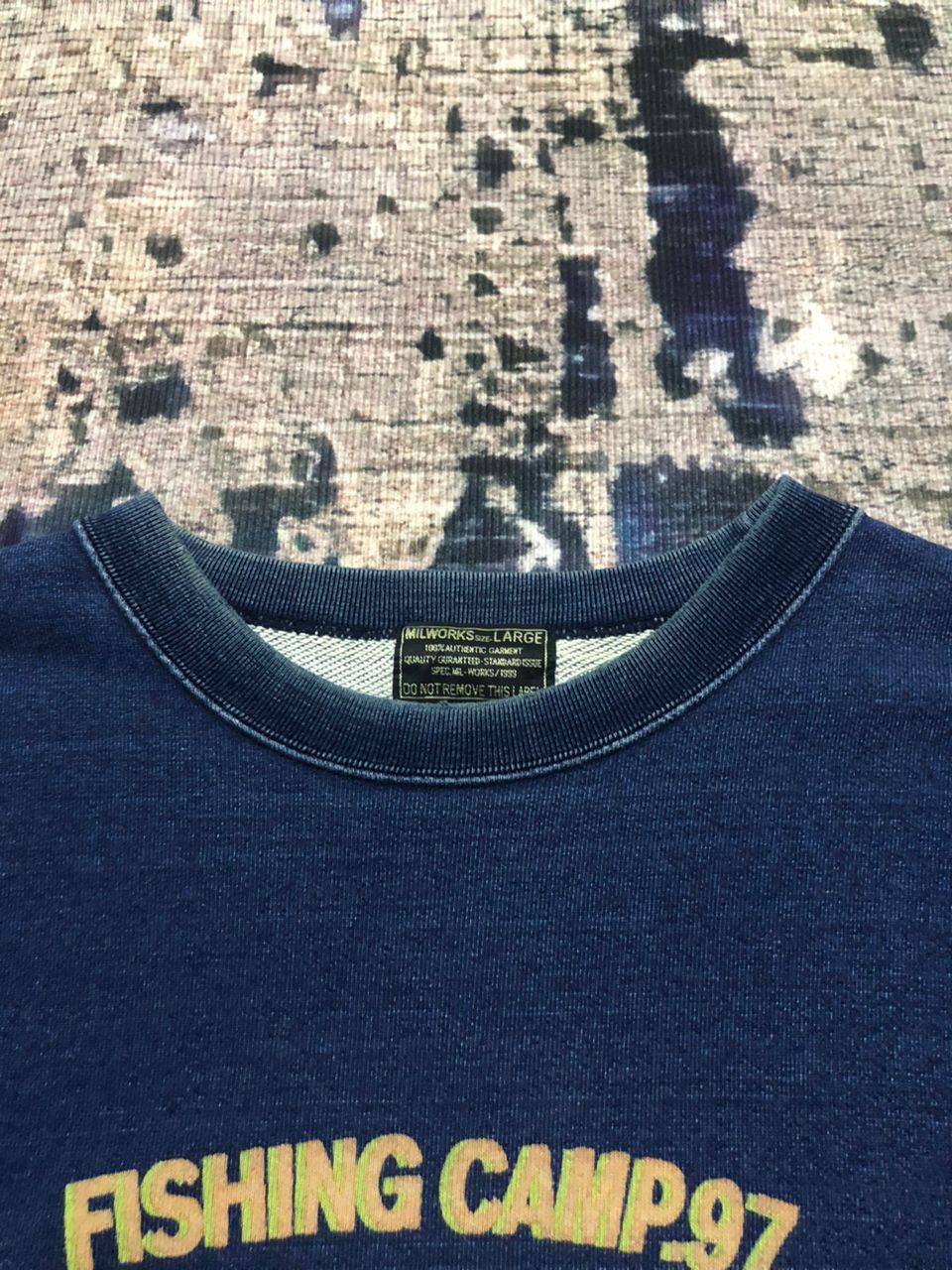 Japanese Brand Vintage 90s Milwork Fishing Camp'97' Indigo Sweatshirt Size US L / EU 52-54 / 3 - 3 Thumbnail