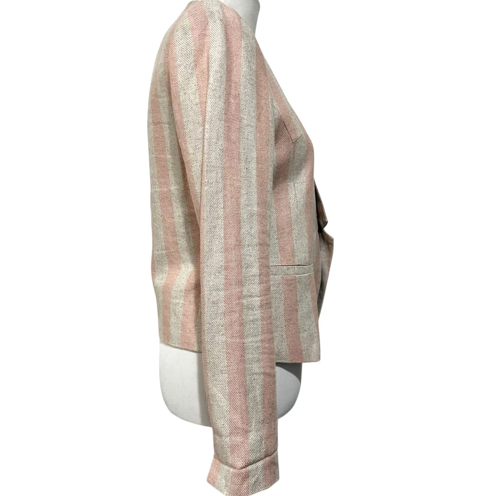 Vintage Current Air Womens Blazer Jacket Pink Beige Linen Blend Open Front Sz Small Blazer Womens Pink Beige Linen Blend Open Front Size S Size S / US 4 / IT 40 - 6 Thumbnail