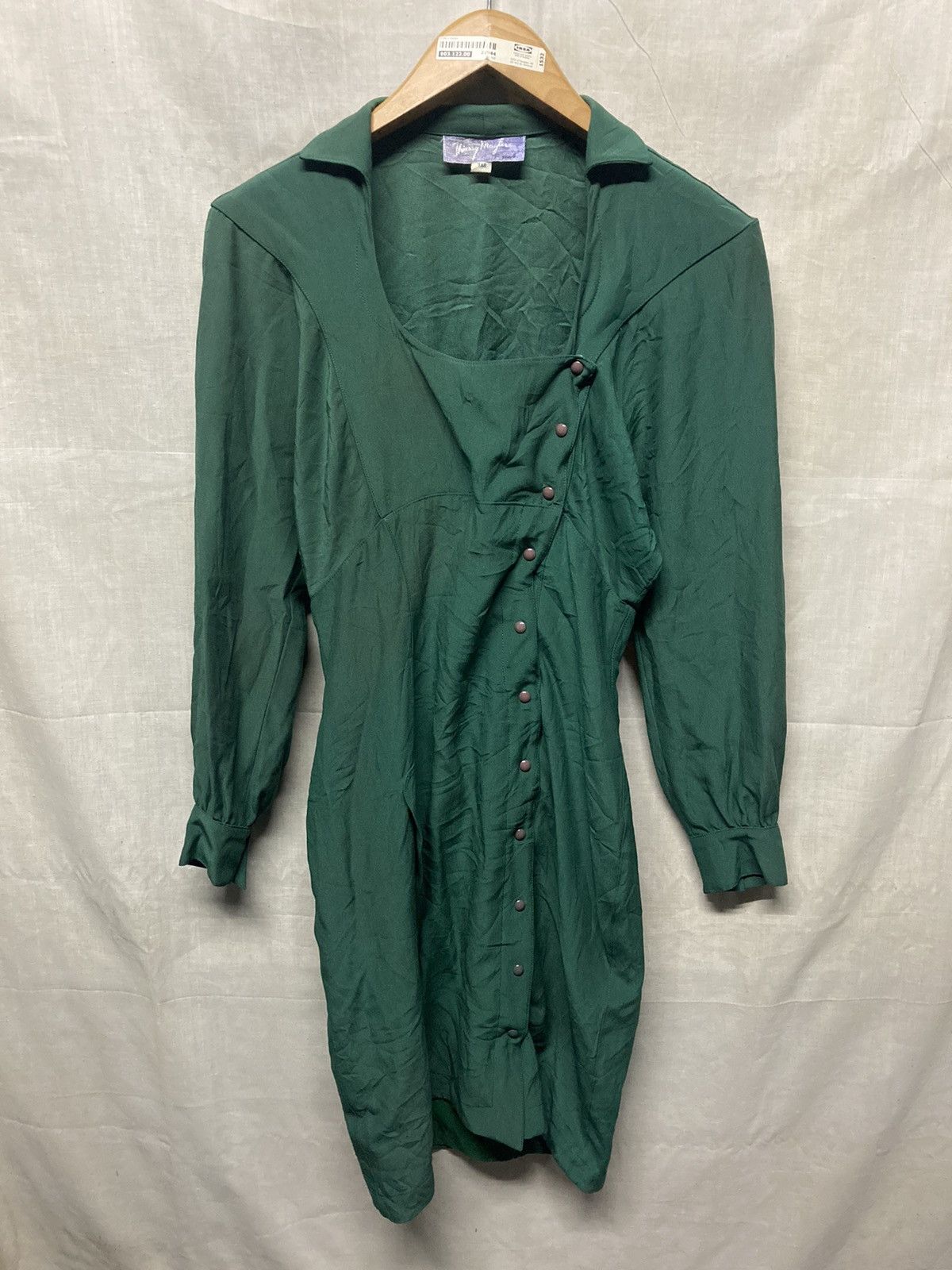 thierry mugler green dress Hunter Green Lace Sleeves V-neck A-line Tulle Tea-length Bridesmaid Dr –  SposaBridal main image 0