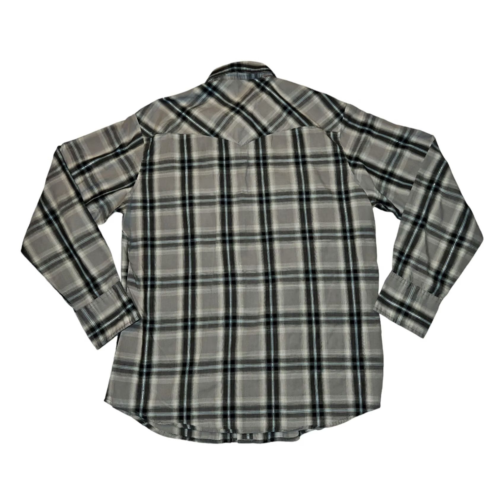 Wrangler Wrangler Shirt Plaid Long Sleeve Men L Pearl Snap Western Pockets Casual Workwear 46 Chest Gray N/A Size US L / EU 52-54 / 3 - 7 Thumbnail