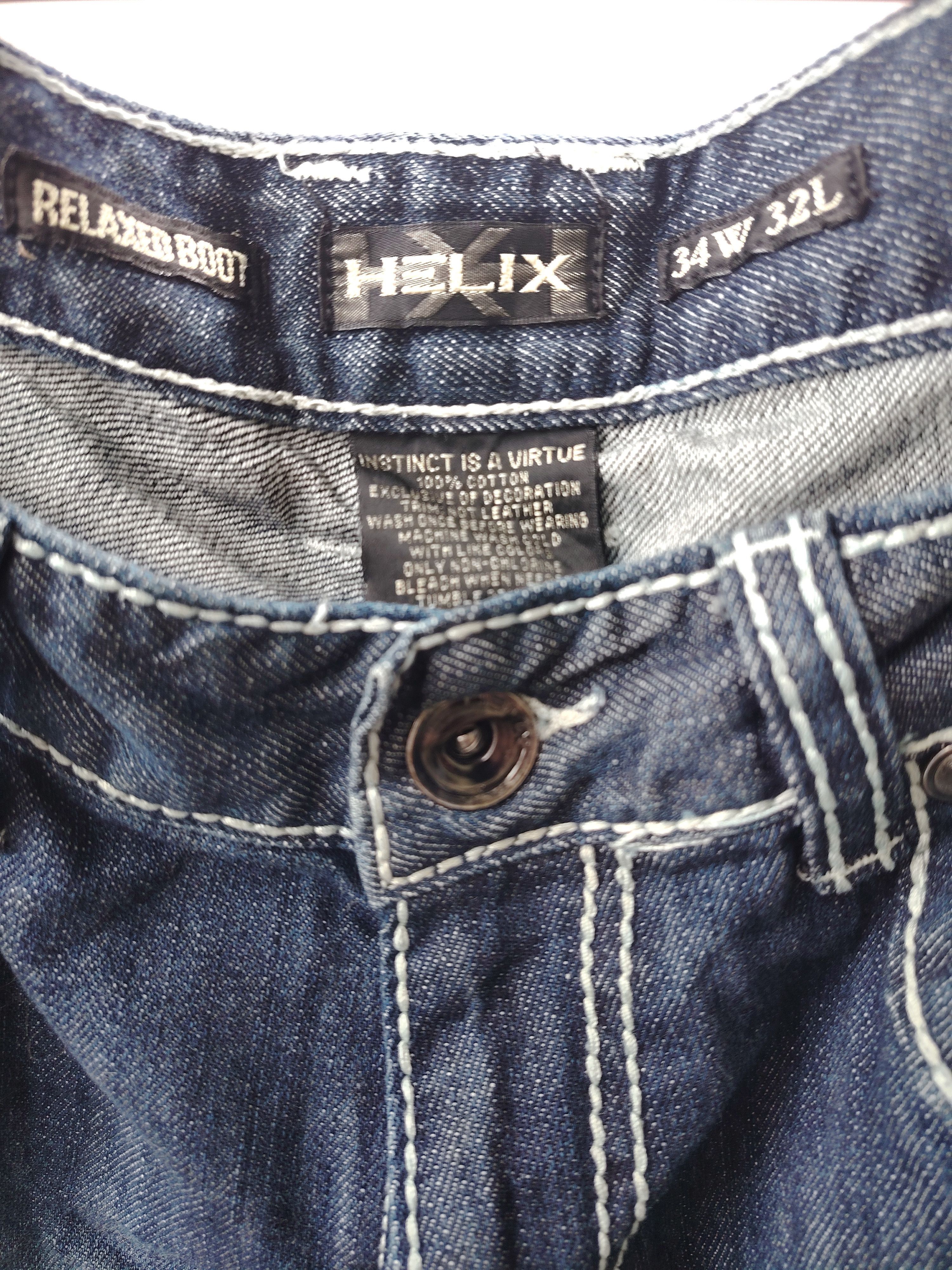 Helix Vintage Y2K Helix Bootcut Cross Back Dark Wash Faded Jeans Size US 34 / EU 50 - 5 Thumbnail