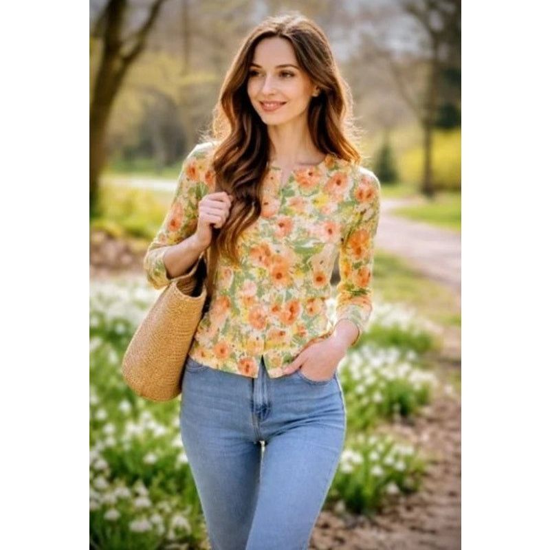 Eddie Bauer Eddie Bauer Green Floral Button Up Cardigan Medium Size M / US 6-8 / IT 42-44 - 3 Thumbnail