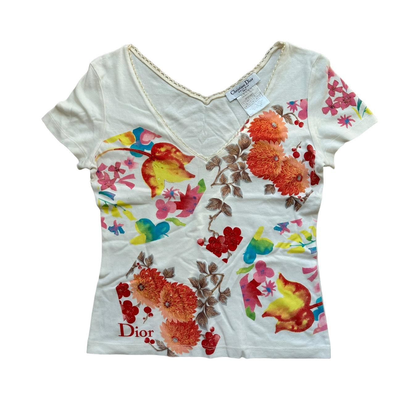 image of Christian Dior Monsieur Vintage Christian Dior Floral Top in Cream, Women's