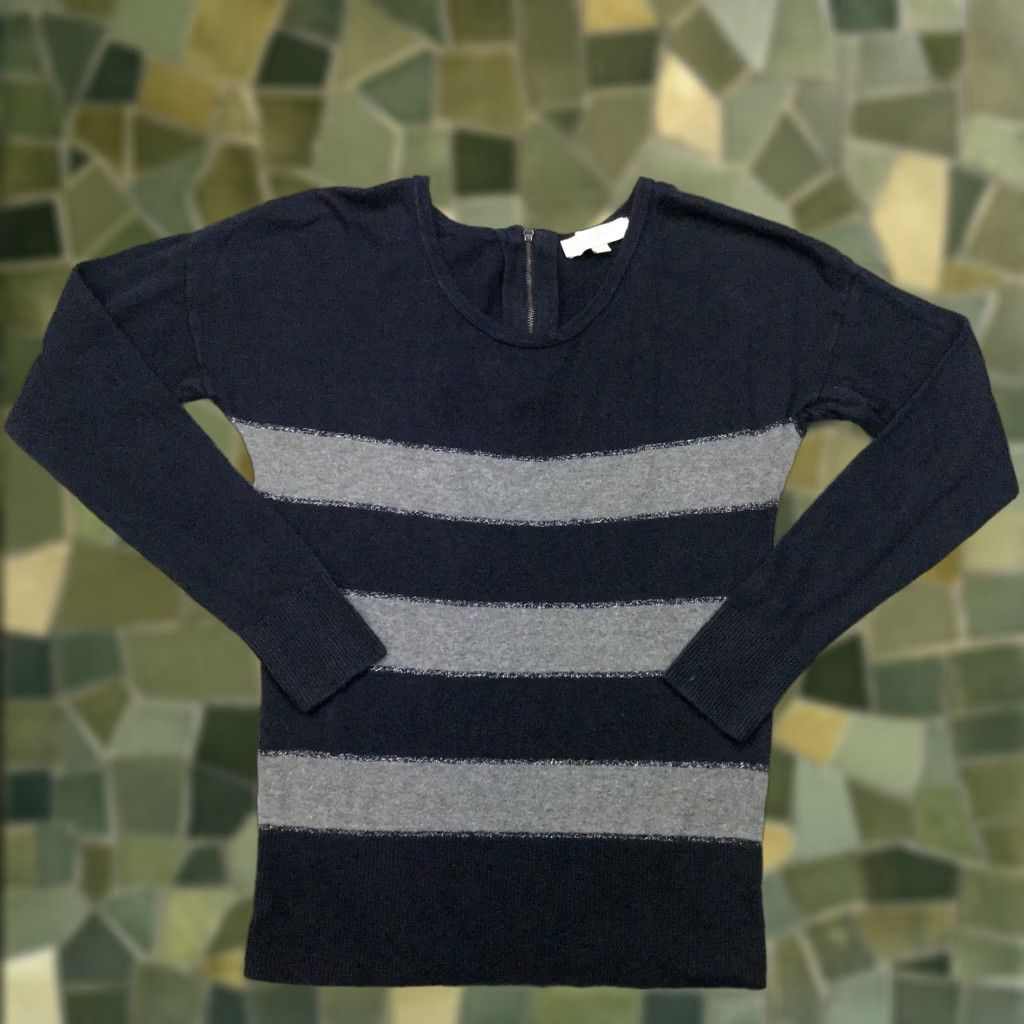 Loft VINTAGE loft womens sweater XS blue knit top lightweight zipper v-neck Size XS / US 0-2 / IT 36-38 - 1 Thumbnail