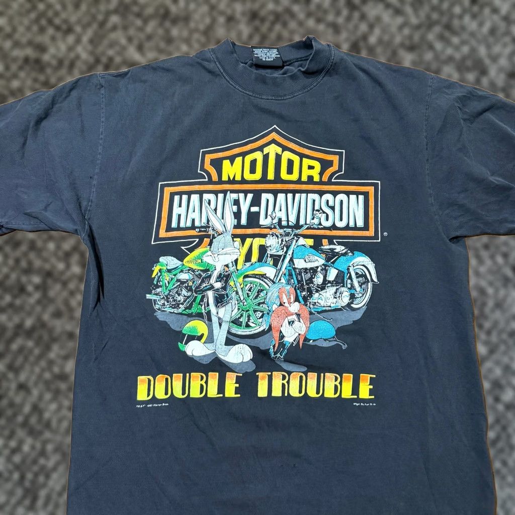 Harley Davidson VINTAGE Harley Davidson 1990s T-shirt XL Black Bugs Bunny Warner Bros Shirt Mens Size US XL / EU 56 / 4 - 1 Thumbnail