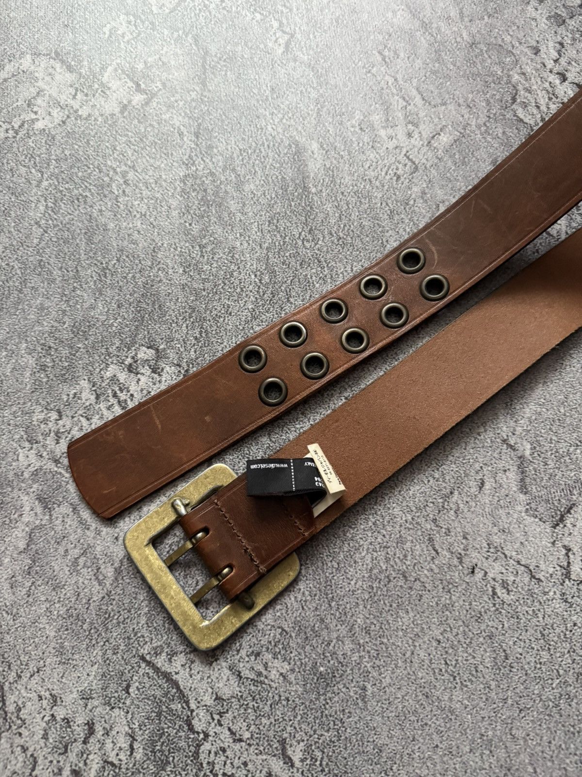 Diesel × Diesel Black Gold Diesel 100cm vintage brown leather belt biker Size ONE SIZE - 17 Thumbnail