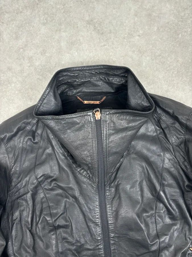 Armani 2000s Armani Black High-Neck Avant-Garde Leather Jacket Size S / US 4 / IT 40 - 4 Thumbnail